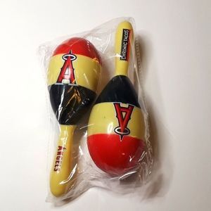 c  VINTAGE ANGELS BASEBALL MARACAS PROMOTIONAL  SET